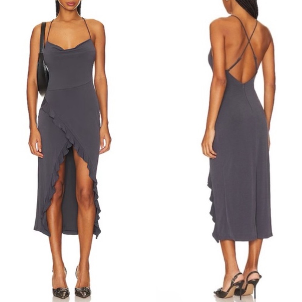 Revolve ‘More To Come’ Blue High/Low Hem Maxi Dress with Slit Large